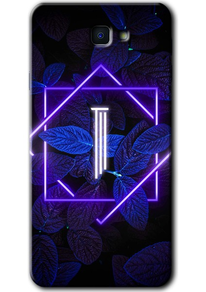 Samsung Galaxy J7 Prime Kılıf Hd Desen Baskılı Arka Kapak - Dark Neon Yaprak I Harfi