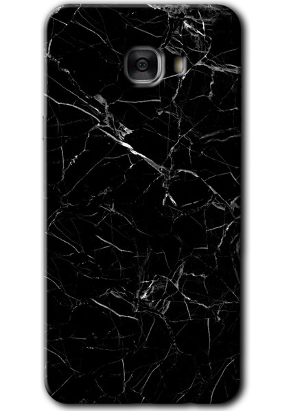 Samsung Galaxy C7 Kılıf Hd Desen Baskılı Arka Kapak - Siyah Mermer