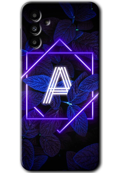 Samsung Galaxy A13 5g Kılıf Hd Desen Baskılı Arka Kapak - Dark Neon Yaprak A Harfi