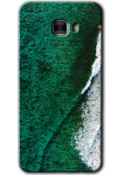 Samsung Galaxy C7 Kılıf Hd Desen Baskılı Arka Kapak - Yeşil Okyanus