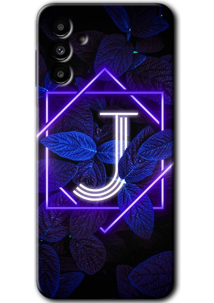 Samsung Galaxy A13 5g Kılıf Hd Desen Baskılı Arka Kapak - Dark Neon Yaprak J Harfi