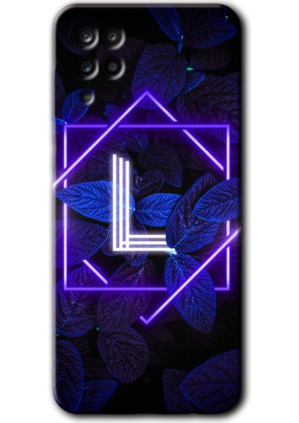 Samsung Galaxy Note 5 Kılıf Hd Desen Baskılı Arka Kapak - Dark Neon Yaprak L Harfi