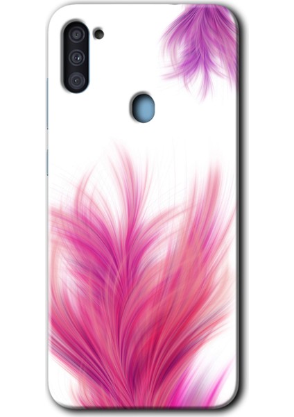 Samsung Galaxy A11 Kılıf Hd Desen Baskılı Arka Kapak - Pembe Tüy