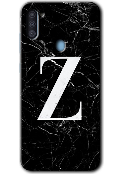 Samsung Galaxy M11 Kılıf Hd Desen Baskılı Arka Kapak - Siyah Mermer Desenli Z Harfi