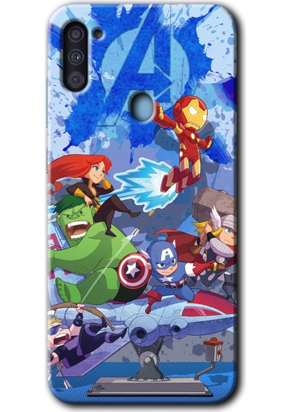 Samsung Galaxy M11 Kılıf Hd Desen Baskılı Arka Kapak - Avengers Cartoon