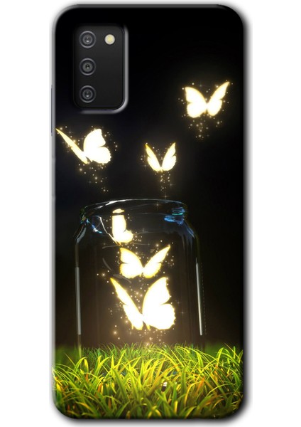 Samsung Galaxy A02S Kılıf Hd Desen Baskılı Arka Kapak - Işıklı Kelebekler