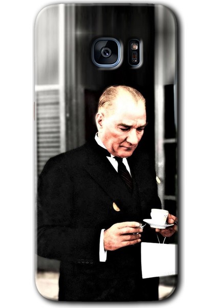 Samsung Galaxy S7 Edge Kılıf Hd Desen Baskılı Arka Kapak - Atatürk Türk Kahvesi