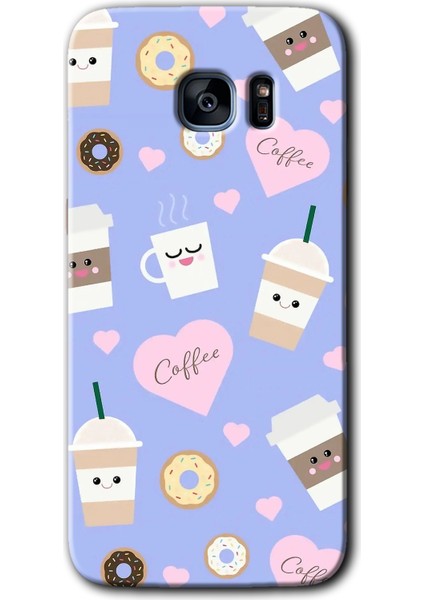 Samsung Galaxy S7 Edge Kılıf Hd Desen Baskılı Arka Kapak - Coffee Cake