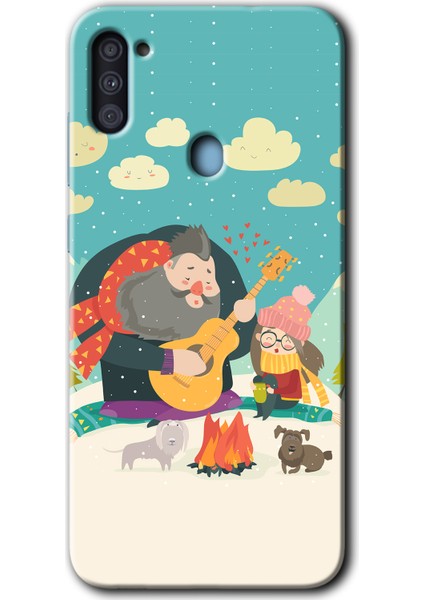 Samsung Galaxy A11 Kılıf Hd Desen Baskılı Arka Kapak - Kış Pikniği