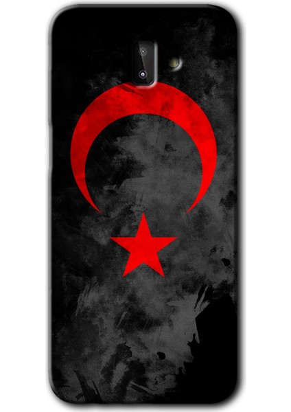 Samsung Galaxy J8 Kılıf Hd Desen Baskılı Arka Kapak - Black Ayyıldız