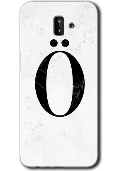 Samsung Galaxy J6 Plus Kılıf Hd Desen Baskılı Arka Kapak - Beyaz Mermer Desenli Ö Harfi