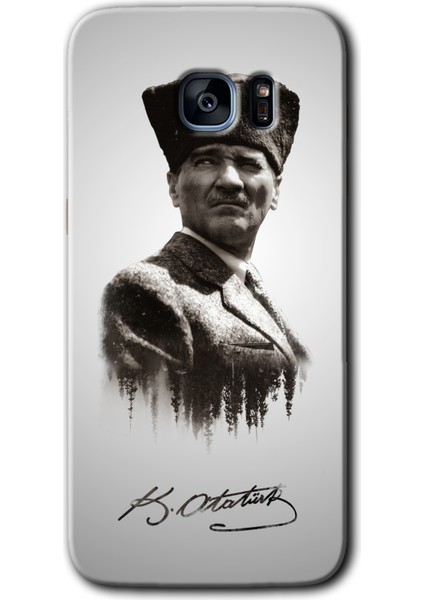 Samsung Galaxy S7 Edge Kılıf Hd Desen Baskılı Arka Kapak - Mustafa Kemal Atatürk