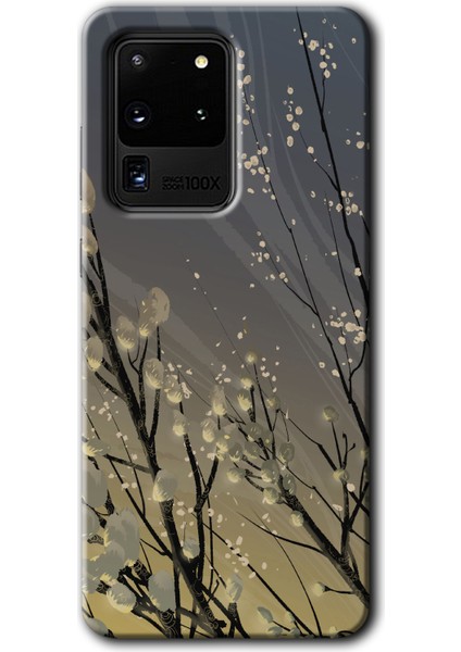 Samsung Galaxy S20 Ultra Kılıf Hd Desen Baskılı Arka Kapak - Branches Flowers