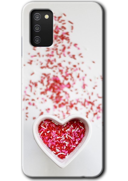 Samsung Galaxy A02S Kılıf Hd Desen Baskılı Arka Kapak - Kalpli Şekerleme