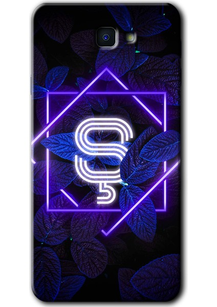 Samsung Galaxy J7 Prime 2 Kılıf Hd Desen Baskılı Arka Kapak - Dark Neon Yaprak Ş Harfi