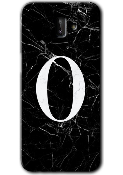 Samsung Galaxy J6 Plus Kılıf Hd Desen Baskılı Arka Kapak - Siyah Mermer Desenli O Harfi