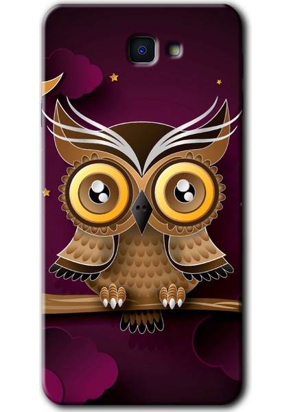 Samsung Galaxy J7 Prime Kılıf Hd Desen Baskılı Arka Kapak - Owl Bird Branch