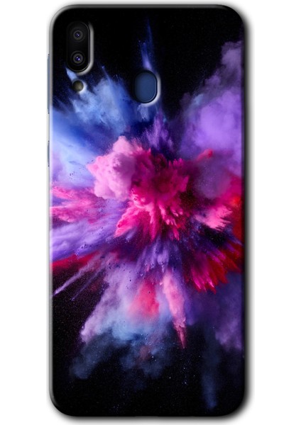 Samsung Galaxy M20 Kılıf Hd Desen Baskılı Arka Kapak - Color Splash Purple