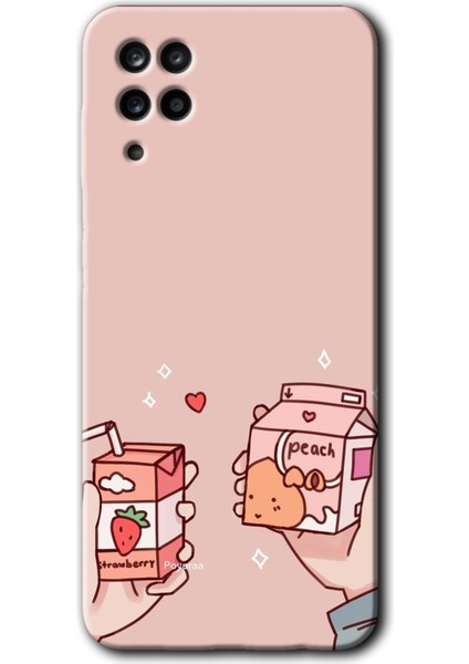 Samsung Galaxy M12 Kılıf Hd Desen Baskılı Arka Kapak - Meyveli Süt