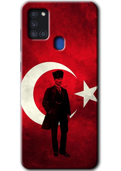 Samsung Galaxy A21S Kılıf Hd Desen Baskılı Arka Kapak - Atatürk Bayrak