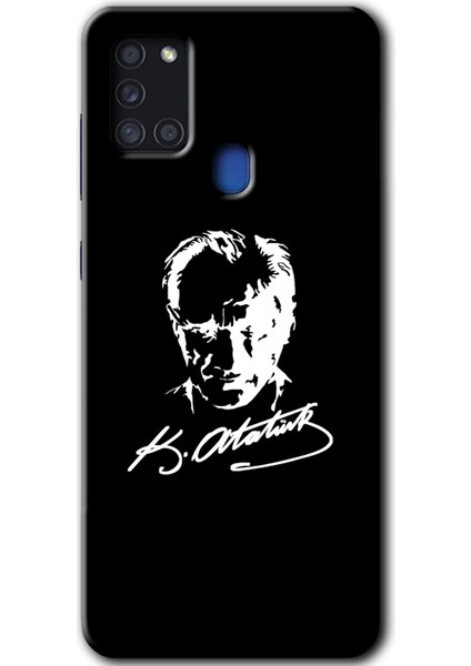 Samsung Galaxy A21S Kılıf Hd Desen Baskılı Arka Kapak - Atatürk Silüet Imza
