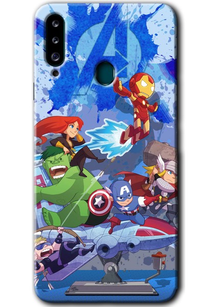 Samsung Galaxy A20S Kılıf Hd Desen Baskılı Arka Kapak - Avengers Cartoon