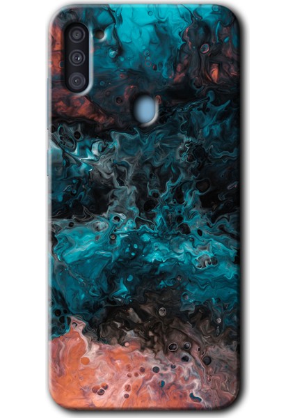 Samsung Galaxy A11 Kılıf Hd Desen Baskılı Arka Kapak - Liquid Colorfull