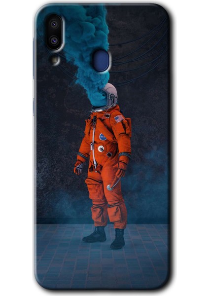 Bera Aksesuar Samsung Galaxy M20 Kılıf Hd Desen Baskılı Arka Kapak - Smoke Astronot