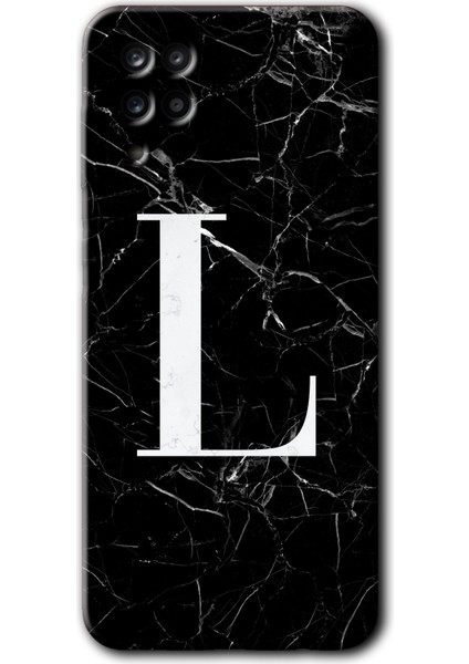 Samsung Galaxy A01 Core Kılıf Hd Desen Baskılı Arka Kapak - Siyah Mermer Desenli L Harfi