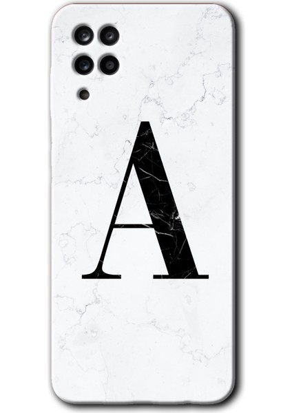 Samsung Galaxy A01 Core Kılıf Hd Desen Baskılı Arka Kapak - Beyaz Mermer Desenli A Harfi