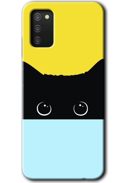 Samsung Galaxy A03S Kılıf Hd Desen Baskılı Arka Kapak - Kara-Kedi