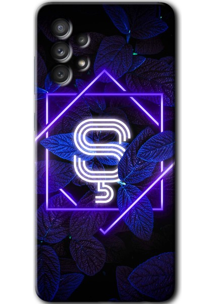 Samsung Galaxy A32 4g Kılıf Hd Desen Baskılı Arka Kapak - Dark Neon Yaprak Ş Harfi
