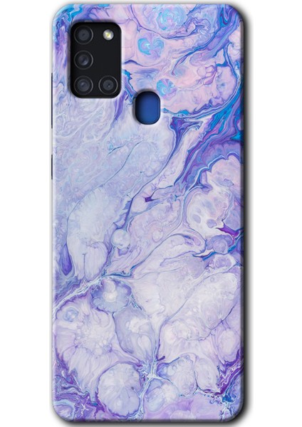 Samsung Galaxy A21S Kılıf Hd Desen Baskılı Arka Kapak - Spots Lilac