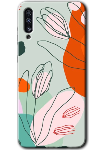 Samsung Galaxy A70S Kılıf Hd Desen Baskılı Arka Kapak - Vektör Çiçekler