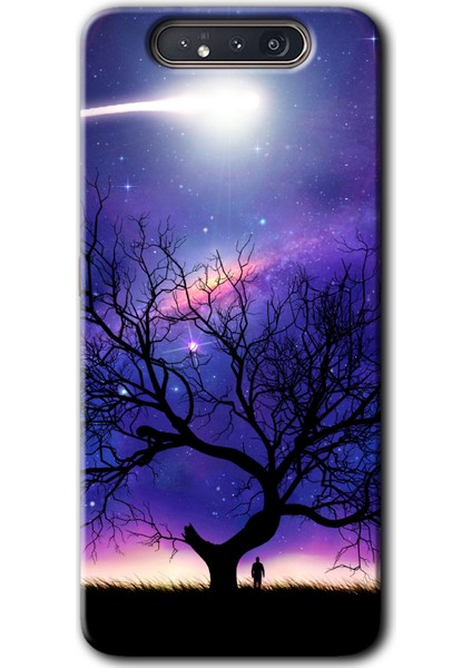 Samsung Galaxy A80 Kılıf Hd Desen Baskılı Arka Kapak - Uzay Silüet