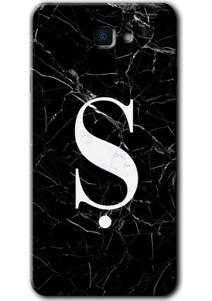 Samsung Galaxy J7 Prime 2 Kılıf Hd Desen Baskılı Arka Kapak - Siyah Mermer Desenli Ş Harfi