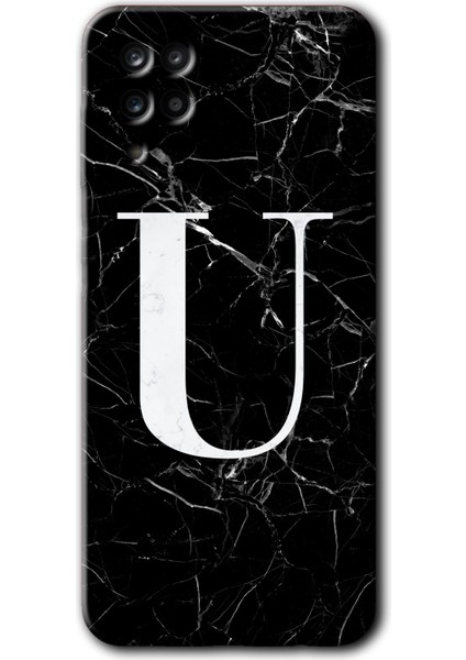 Samsung Galaxy Note 5 Kılıf Hd Desen Baskılı Arka Kapak - Siyah Mermer Desenli U Harfi