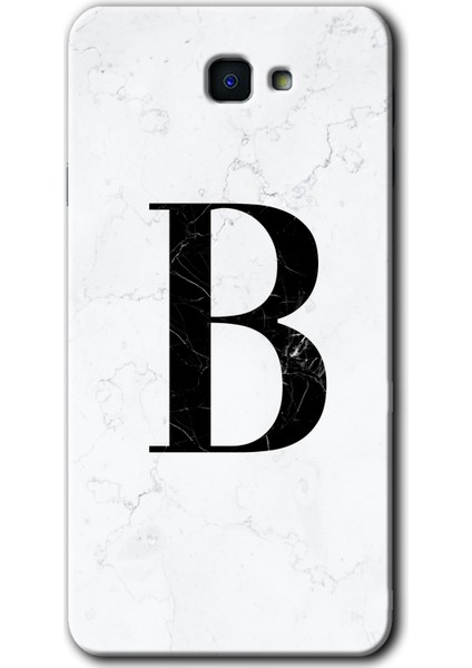 Samsung Galaxy J7 Prime 2 Kılıf Hd Desen Baskılı Arka Kapak - Beyaz Mermer Desenli B Harfi