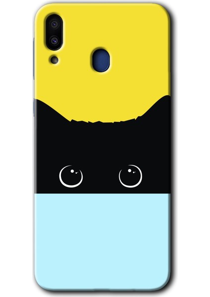 Samsung Galaxy M10 Kılıf Hd Desen Baskılı Arka Kapak - Kara-Kedi