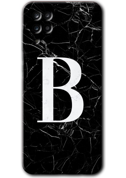 Samsung Galaxy A01 Core Kılıf Hd Desen Baskılı Arka Kapak - Siyah Mermer Desenli B Harfi