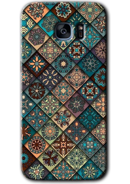 Samsung Galaxy S7 Edge Kılıf Hd Desen Baskılı Arka Kapak - Mandala Desen
