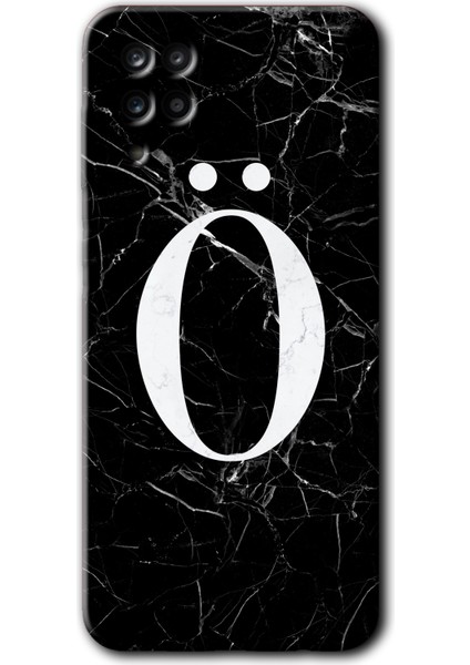 Samsung Galaxy Note 5 Kılıf Hd Desen Baskılı Arka Kapak - Siyah Mermer Desenli Ö Harfi