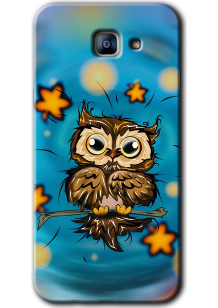 Samsung Galaxy A8 2016 Kılıf Hd Desen Baskılı Arka Kapak - Owl Bird Stars