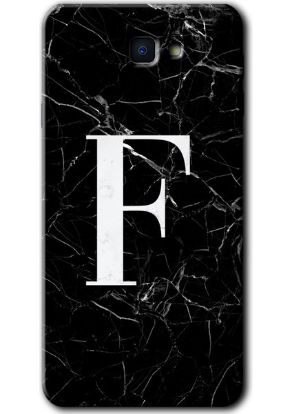 Samsung Galaxy J7 Prime 2 Kılıf Hd Desen Baskılı Arka Kapak - Siyah Mermer Desenli F Harfi