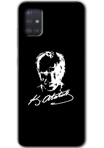 Samsung Galaxy A51 Kılıf Hd Desen Baskılı Arka Kapak - Atatürk Silüet Imza