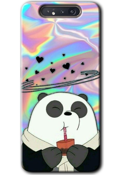 Samsung Galaxy A80 Kılıf Hd Desen Baskılı Arka Kapak - Milkshake Panda