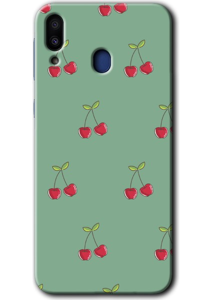 Samsung Galaxy M10 Kılıf Hd Desen Baskılı Arka Kapak - Kiraz Berry
