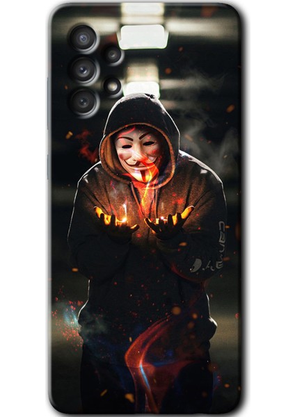 Samsung Galaxy A72 Kılıf Hd Desen Baskılı Arka Kapak - V For Fire