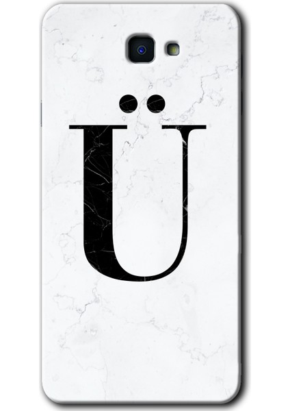 Samsung Galaxy J7 Prime 2 Kılıf Hd Desen Baskılı Arka Kapak - Beyaz Mermer Desenli Ü Harfi