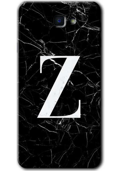 Samsung Galaxy J7 Prime 2 Kılıf Hd Desen Baskılı Arka Kapak - Siyah Mermer Desenli Z Harfi